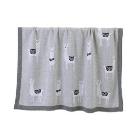 img 2 attached to 🏻 Luxurious Baby Blanket Knit from 100% Cotton: Cute Llama Grey for Boys and Girls - Size 30 x 40 inches