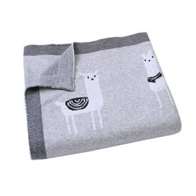 img 4 attached to 🏻 Luxurious Baby Blanket Knit from 100% Cotton: Cute Llama Grey for Boys and Girls - Size 30 x 40 inches