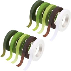 img 3 attached to 🎄 10 Rolls Christmas Floral Tape Set: 0.5 Inch Wide by 30 Yard, 5 Colors - Perfect for Bouquet Stem Wrap, Florist Crafts, and Flower Decorations (Dark Green, Green, Grass Green, White, Coffee Brown)