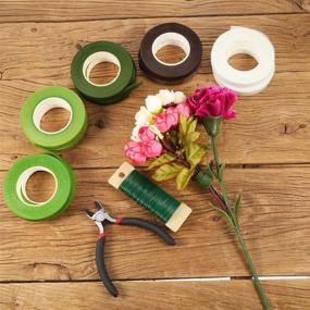 img 2 attached to 🎄 10 Rolls Christmas Floral Tape Set: 0.5 Inch Wide by 30 Yard, 5 Colors - Perfect for Bouquet Stem Wrap, Florist Crafts, and Flower Decorations (Dark Green, Green, Grass Green, White, Coffee Brown)