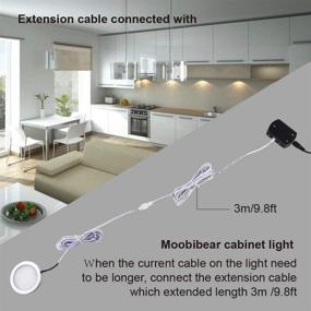 img 1 attached to 🔌 Moobibear LED Cabinet Puck Lights Extension Cable - 3m/9.8ft Long Extension Wire for Under Cabinet Lighting Kit - Male and Female Connector Extension Cords Included