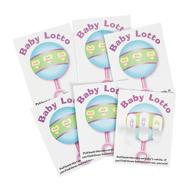 exciting fun express baby shower lotto game cards (24 pieces) – win amazing prizes! logo