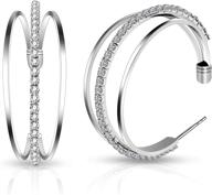 triple hoop earrings cz wedding logo