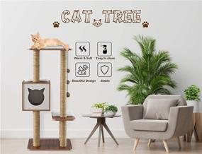 img 2 attached to 🐱 Premium Wooden Modern Cat Tree Condo - Multi-Level Towers Activity Tower with Scratching Posts, Removable & Washable Mats (High Tower)