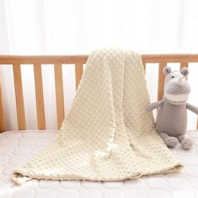 img 2 attached to 👶 Fuzzy Receiving Blanket for Infant or Newborn Toddler - Super Warm Cozy Nursery Blankets with Double Layer Dot for Nap Crib Outdoor - 30x40 Cream - Fleece Plush