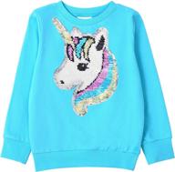 🦄 hh family girls sweatshirt: flip sequin unicorn french terry pullover crewneck - stylish long sleeve top for kids logo