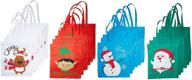 🎁 bulk pack of 24 large christmas reusable non-woven tote gift or shopping bags with long loop handles logo