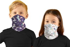 img 4 attached to 👶 Meakeize 2 PCS Children's UV Protection Face Mask Bandanas - Dust Block Neck Gaiters & Headbands