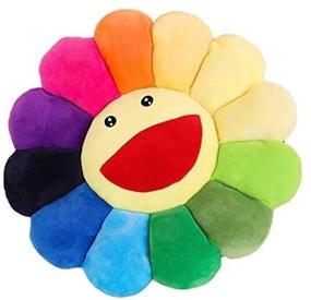 img 3 attached to 😊 Colorful Smile Face Plush Pillow Cushion Mat: Soft & Comfortable Home Bedroom Decor, 16.5in/42cm