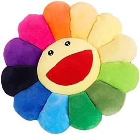 img 4 attached to 😊 Colorful Smile Face Plush Pillow Cushion Mat: Soft & Comfortable Home Bedroom Decor, 16.5in/42cm