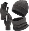 piece winter beanie touchscreen gloves women's accessories in scarves & wraps logo