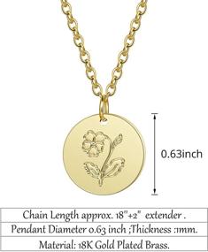 img 3 attached to 🌸 18K Gold Plated Birth Flower Necklace: Floral Pendant Jewelry with Personalized Disk Charm, Perfect Gift for Mother, Girlfriend - Ideal for Birthdays