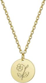 img 4 attached to 🌸 18K Gold Plated Birth Flower Necklace: Floral Pendant Jewelry with Personalized Disk Charm, Perfect Gift for Mother, Girlfriend - Ideal for Birthdays