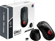 msi clutch gm41 wireless gaming mouse & charging dock - 20,000 dpi, 60m omron switches, 80hr fast-charging battery, rgb mystic light, 6 programmable buttons, pc/mac logo