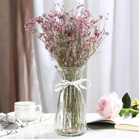 img 1 attached to 🏺 Набор из 3 прозрачных стеклянных ваз - модный угловатый простой стиль для дома, гостиной, офиса, столешницы или в качестве подарка