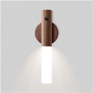 🔦 fr.tooc motion sensor night light, smart led light with 4m sensing distance – portable and stickable for bedroom, hallway, stairway, children's room, and more – high-grade solid wood glass material логотип