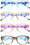 👓 4-pack reading glasses with blue light blocking readers for men and women - high-quality fashion eyeglasses with spring hinge logo