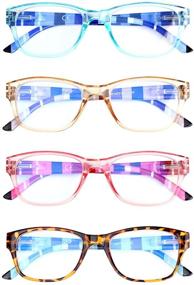 img 4 attached to 👓 4-Pack Reading Glasses with Blue Light Blocking Readers for Men and Women - High-Quality Fashion Eyeglasses with Spring Hinge