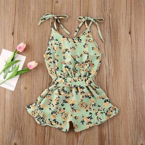 img 1 attached to 👧 Adorable Toddler Girls Off Shoulder Ruffle Romper: Belted, Sleeveless & Leopard Print Wide Leg Shorts Jumpsuit