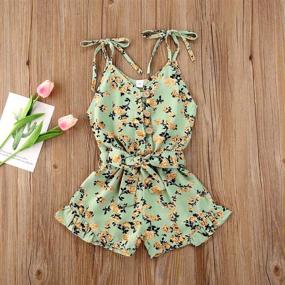 img 2 attached to 👧 Adorable Toddler Girls Off Shoulder Ruffle Romper: Belted, Sleeveless & Leopard Print Wide Leg Shorts Jumpsuit