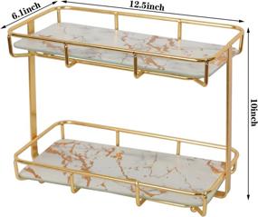 img 3 attached to X-cosrack 2-Tier Bathroom Organizer Countertop: Stylish Vanity Tray with Removable Marble Glass Tray For Efficient Bathroom Storage, Gold Cosmetic Organizer Holder