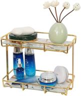 x-cosrack 2-tier bathroom organizer countertop: stylish vanity tray with removable marble glass tray for efficient bathroom storage, gold cosmetic organizer holder logo