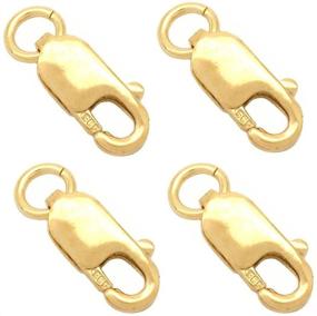 img 1 attached to Enhance Your Jewelry Collection with Fashionclubs 4pcs/Set 14K Solid Yellow Gold Lobster Clasp Bead Open Jump Rings (8mmx3mm)