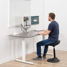 img 1 attached to 🖥️ VIVO Silver Dual Monitor Desk Mount Stand | 17-32 inch | Space Saving Pneumatic Spring Arms | Clamp-on Aluminum Design | Max VESA 100x100 | STAND-V200A
