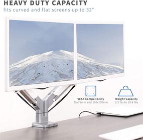 img 2 attached to 🖥️ VIVO Silver Dual Monitor Desk Mount Stand | 17-32 inch | Space Saving Pneumatic Spring Arms | Clamp-on Aluminum Design | Max VESA 100x100 | STAND-V200A