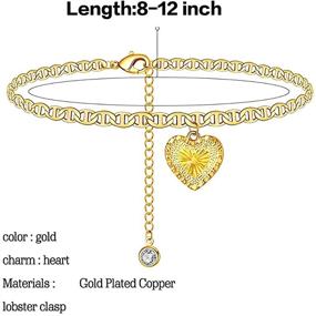 img 3 attached to 💎 Exquisite Initial Heart Diamond Letter Bracelet Anklet in 24K Gold Plated Mariner Chain – Perfect Jewelry Gifts for Women and Girls