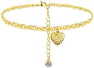 💎 exquisite initial heart diamond letter bracelet anklet in 24k gold plated mariner chain – perfect jewelry gifts for women and girls logo