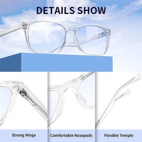 img 1 attached to 👓 UV Filter Computer Glasses for Women Men, Oversized Non Prescription Gaming Glasses, Blue Light Blockers Eyewear Small Face, Clear - Blue Light Blocking Glasses