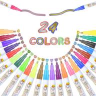 🖍️ supurst double line outline pens: 24 glitter metallic markers for metal, wood, ceramic, glass, kids' journals, gift cards & white paper logo