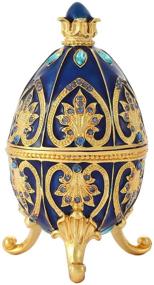 img 3 attached to QIFU Enamelled Faberge Egg Style Jewelry Trinket Box - Unique Home Decor Gift