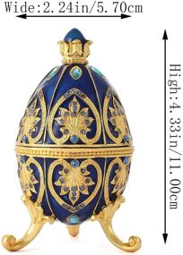 img 1 attached to QIFU Enamelled Faberge Egg Style Jewelry Trinket Box - Unique Home Decor Gift