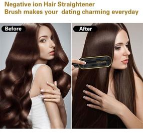 img 2 attached to 💇 Gold Ceramic Hair Straightening Brush - Anion Hair Straightener Brush with Screen Display, Fast Heating Hair Brush featuring 9 Temperature Settings, Ideal Hair Straightener Comb for Women, Home, Travel, and Salon Use