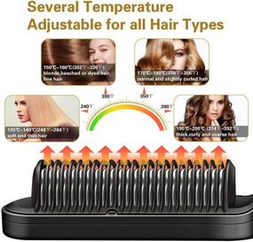 img 3 attached to 💇 Gold Ceramic Hair Straightening Brush - Anion Hair Straightener Brush with Screen Display, Fast Heating Hair Brush featuring 9 Temperature Settings, Ideal Hair Straightener Comb for Women, Home, Travel, and Salon Use