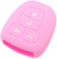 🔑 segaden silicone cover protector case skin sleeve for toyota 4 button remote key fob cv2407 - pink logo