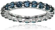 💎 ice gems sterling silver london blue topaz 3mm round-cut eternity band ring: timeless and stunning! logo