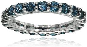 img 4 attached to 💎 Ice Gems Sterling Silver London Blue Topaz 3mm Round-Cut Eternity Band Ring: Timeless and Stunning!