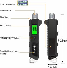 img 3 attached to 🚗 Точный цифровой манометр AstroAI для шин - 230 PSI Heavy Duty для автомобиля и велосипеда с крупным подсвечиваемым ЖК-дисплеем, фонариком и антискользящей ручкой, черный.