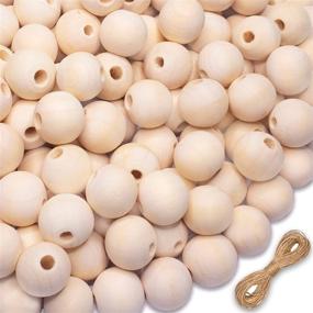 img 4 attached to 🔨 VEZZIL 150 Pieces 20mm Large Wooden Beads with Jute Twine - Unfinished Wood Beads for Crafts: Garland, Macrame, Jewelry Making, Farmhouse Decor and DIY Crafting