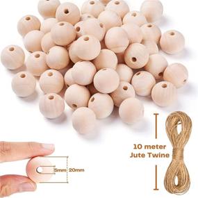 img 3 attached to 🔨 VEZZIL 150 Pieces 20mm Large Wooden Beads with Jute Twine - Unfinished Wood Beads for Crafts: Garland, Macrame, Jewelry Making, Farmhouse Decor and DIY Crafting