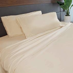 img 4 attached to 🛏️ Бежевый комплект простыней TL Care Home Ultra Soft Microfiber Queen Size, 4 предмета.