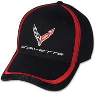 🧢 stylish c8 corvette next generation red stripe accent hat in black - perfect headwear for corvette fans logo