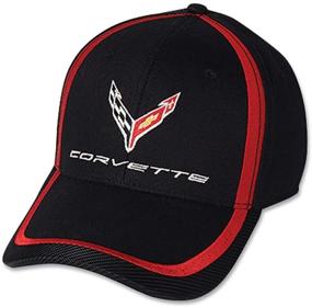 img 1 attached to 🧢 Stylish C8 Corvette Next Generation Red Stripe Accent Hat in Black - Perfect Headwear for Corvette Fans