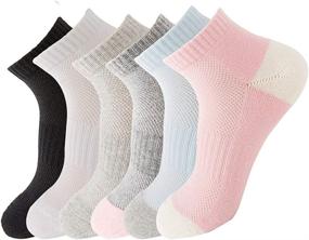 img 4 attached to 🧦 Breathable Mesh Cotton Ankle Running Sports Socks – Low Cut Short Athletic Terry Sock for Women and Youth