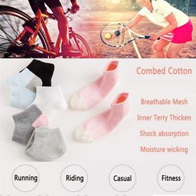 img 1 attached to 🧦 Breathable Mesh Cotton Ankle Running Sports Socks – Low Cut Short Athletic Terry Sock for Women and Youth