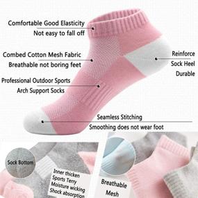 img 3 attached to 🧦 Breathable Mesh Cotton Ankle Running Sports Socks – Low Cut Short Athletic Terry Sock for Women and Youth