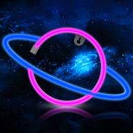 🌌 saturn night light for kids gift for girls woman - neon signs planet neon light for wall decor - suitable for bedroom bar restaurant party wedding baby room - usb charging support логотип